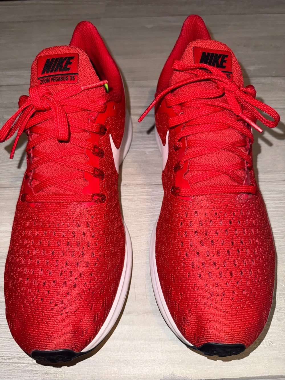 Nike zoom pegasus 35 men Red Athletic Shoes with White Swoosh
